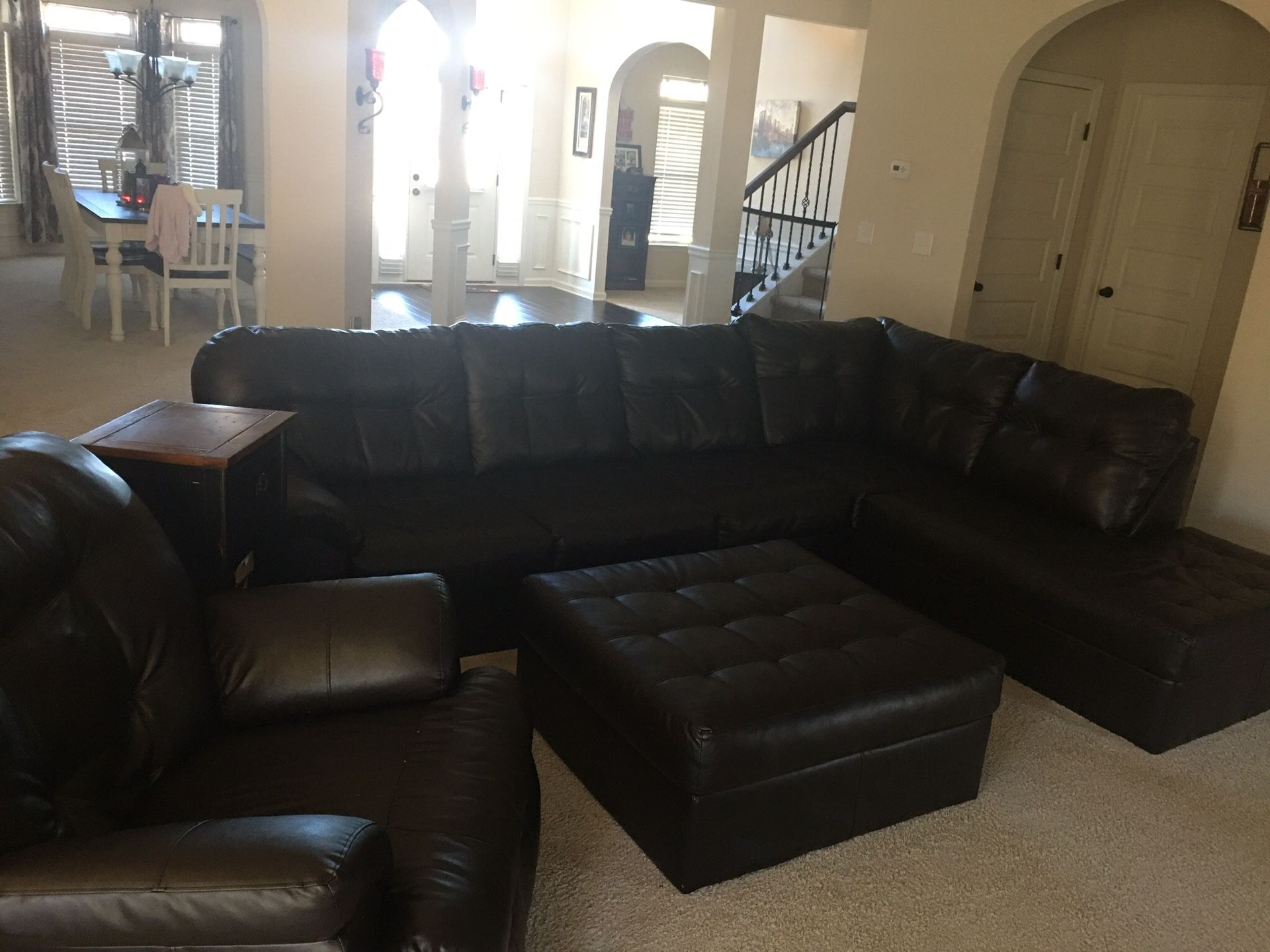 Leather sectional, large ottoman & rocker/recliner pick up only