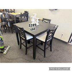Charcoal 5 Piece Counter Height Dining Table Set 