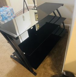 Sleek Black Glass TV Stand (Almost new)