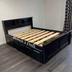 Cal King or King Solid Wood Bed Frame With 6 Drawers $900
