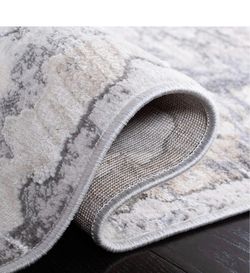 Gray and Cream Abstract Area Rug 5x7