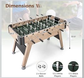 GYMAX Foosball Table, 54 Inch Full Size Soccer Table Game with 2 Balls