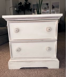 High End Nightstand End Table Creamy White Heavy