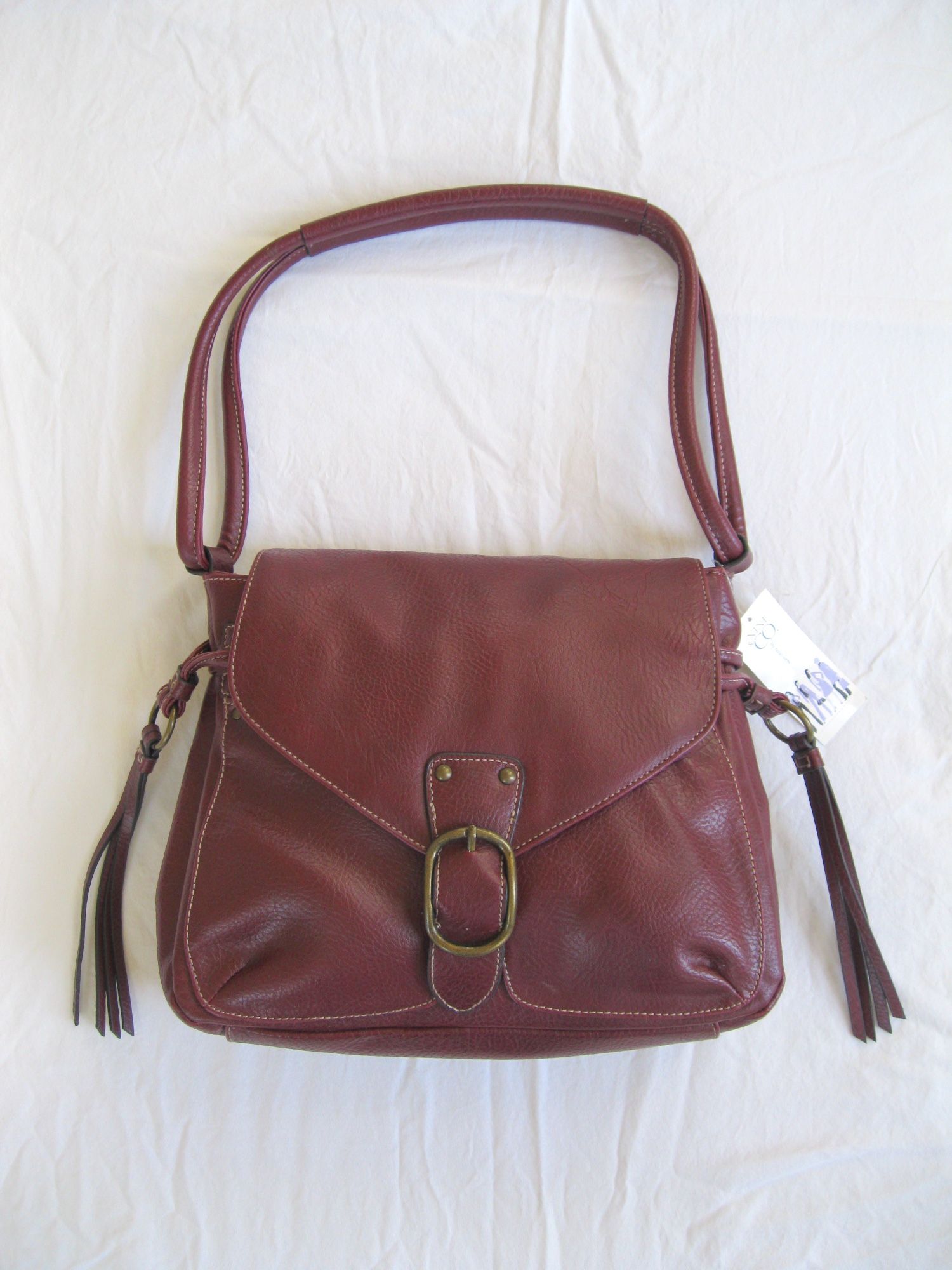 New Vintage Nine & Co Nine Wear Merlot Dark Red Fringe Element Purse; 90s Shoulder Bag