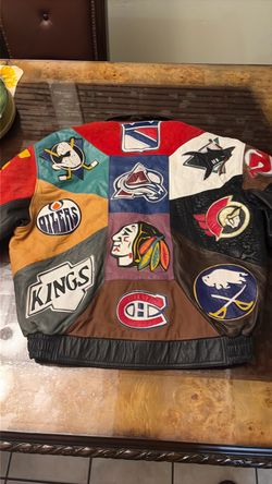 (RARE) NHL 1990’s Multi Logo leather jacket