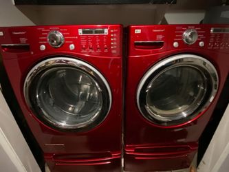 LG Steam Washer and Dryer Set Red