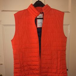 Gap Lightweight Puffer Vest Men S Orange Quilted Full Water Resistant Windproof