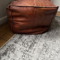Genuine leather ottoman (storage)