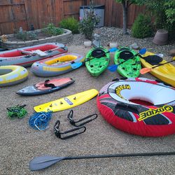 WATER TOYS! Inflatables Boat towables Kayak Raft Tubes Wakeboard Kneeboard Rope Roof Carrier Must see!! $ In Description