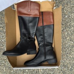 Brown/Black Wide Calf Boot