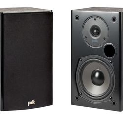 Polk Audio T15 Bookshelf Speakers Pair 100W Home Theater Black New Open Box
