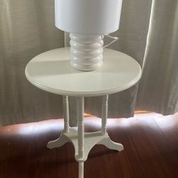 White Side Table And Lamp Good Condition $45 OBO 