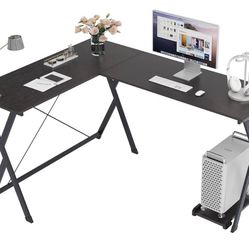 62 inches L Shape Computer Desk Large Corner Desk, Office Table Writing Desk Computer Workstation, Black