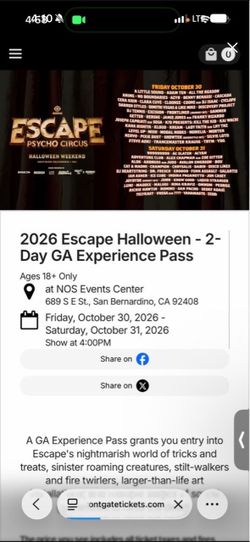 Escape 2 day GA