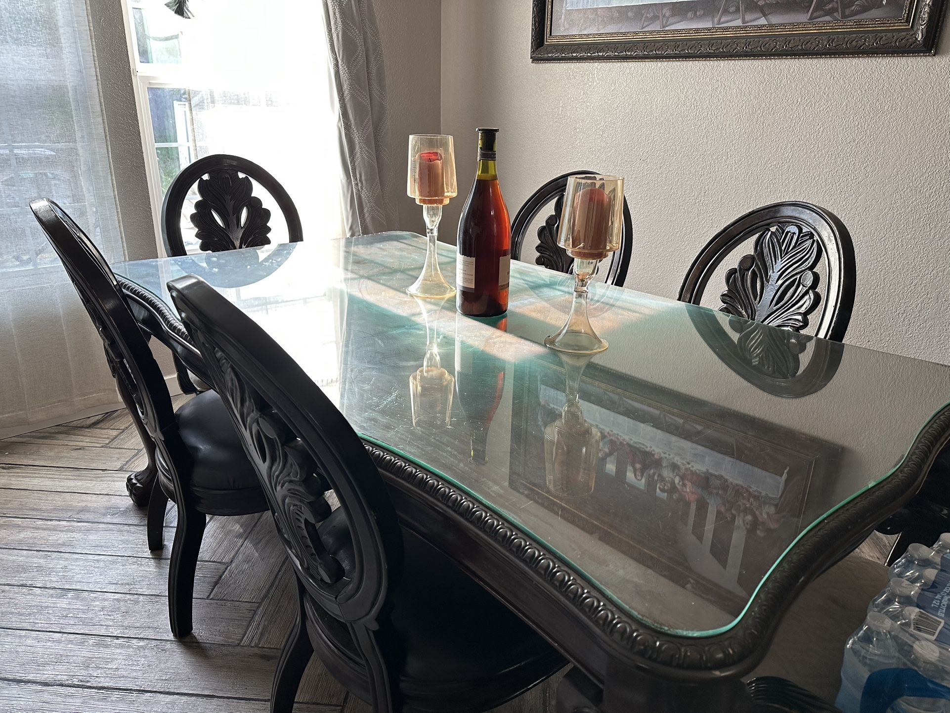 Dining Set Table with Chairs with Glass Top