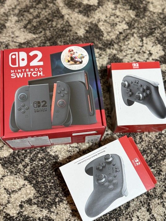 NINTENDO SWITCH 2 MARIO BUNDLE W/ 2 PRO CONTROLLER !!! OBO (BRAND NEW SEALED) Have Receipt