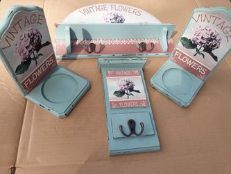 'Vintage Flowers' Wood Decorative Set