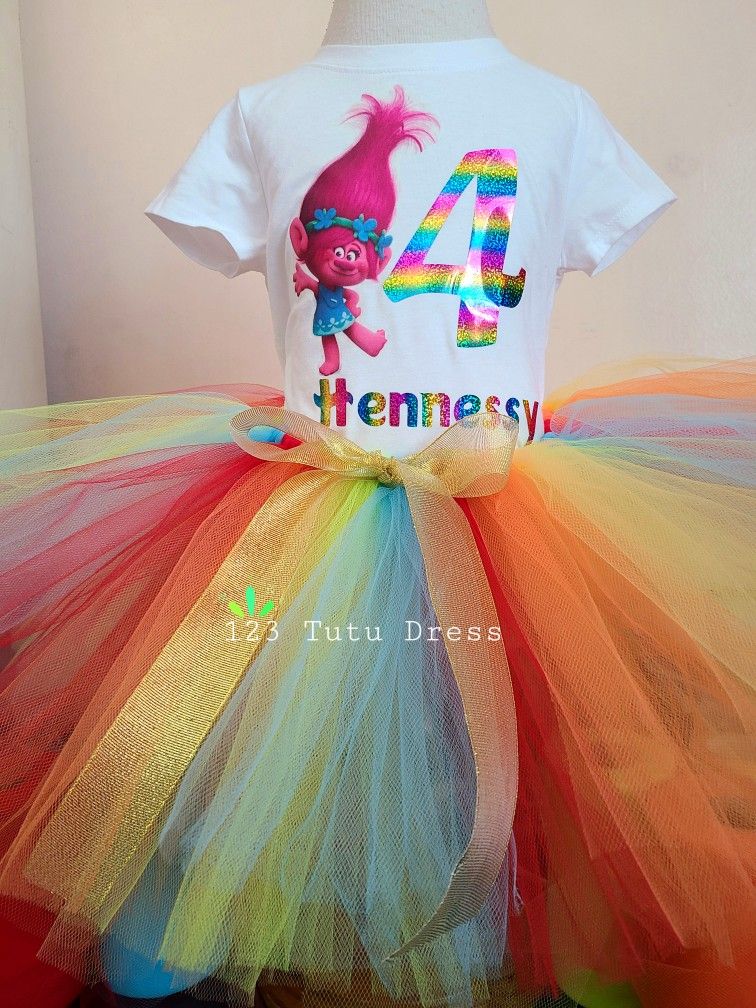 Trolls Rainbow Birthday TUTU OUTFIT