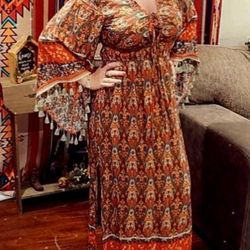 Hippie Style Dress Sz Large 