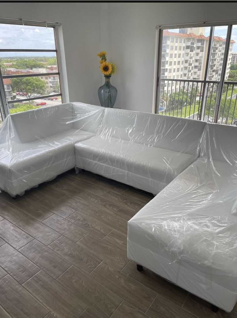 White Leather Sectional Sofa Never Used 