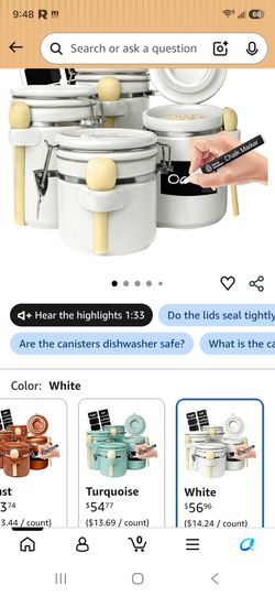 Home Intuition 4-Piece Ceramic Kitchen Canisters Set, Airtight Containers with Wooden Spoons Reusable Chalk Labels and Marker for Sugar, Coffee, Flour