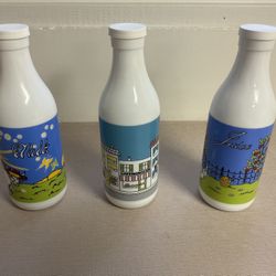 3 Vintage Milk Glass Bottles By Carlson Glass