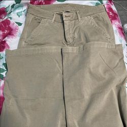 American Eagle Khaki Stretch Low-Rise Baggy Wide-Leg Pant