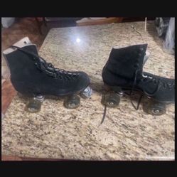  Roller Skates Riedell Size 8 Quad Roller Skates Black Suede W Custom Wheels