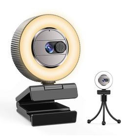 2021 CASECUBE 2K Ultra HD Webcam with Microphone and Ring Light,
