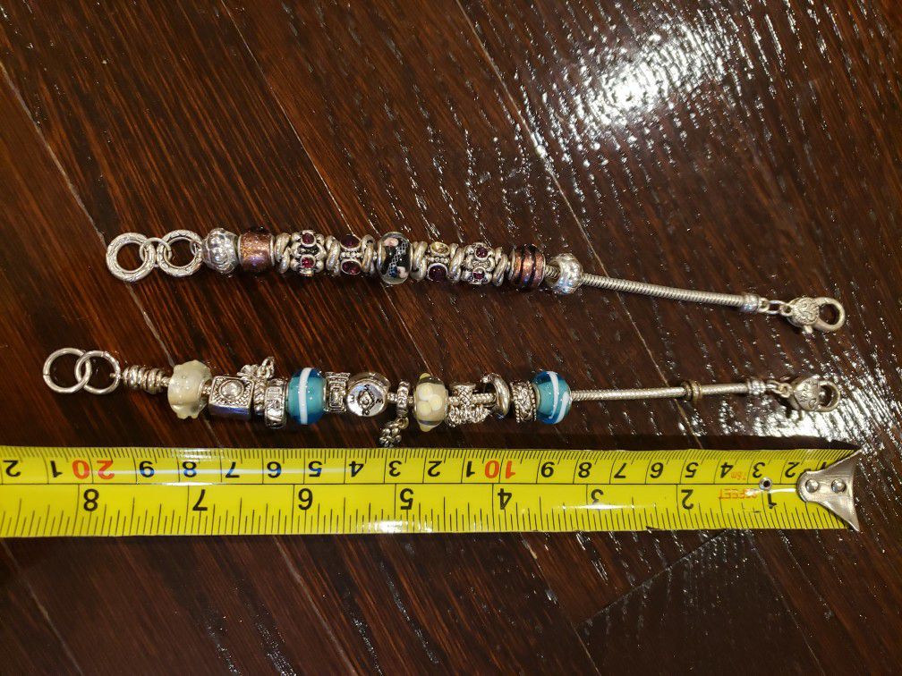 Set of 2 charm bracelets- purple and blue