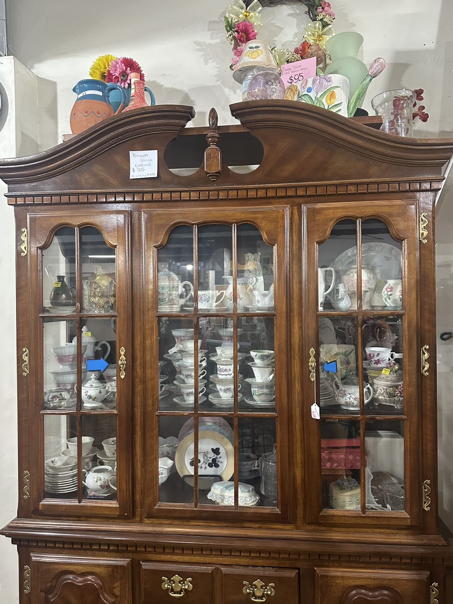 Brown china cabinet