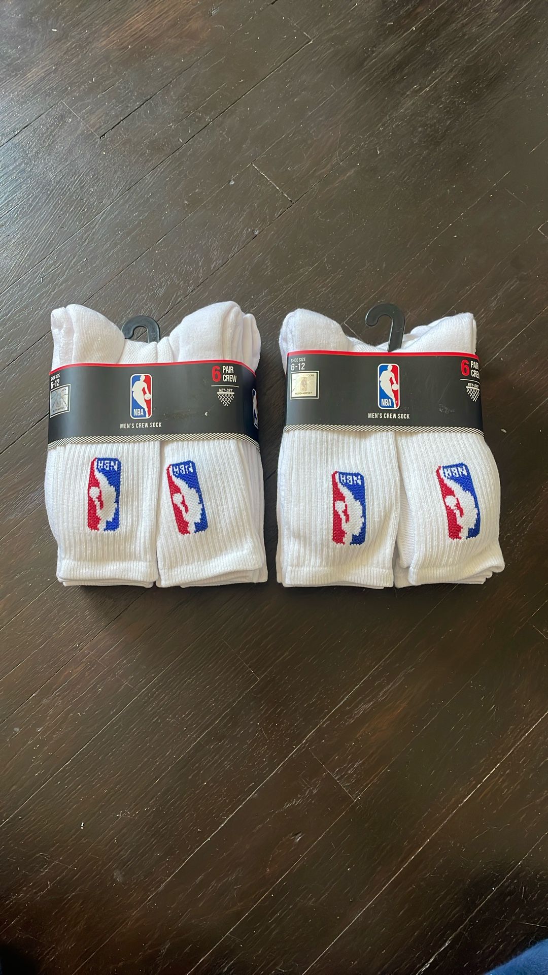 NBA Logo White Crew Socks Men’s 6-12