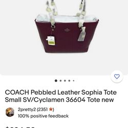 Coach Small Tote Bag 36604