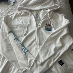 Disney Disneyland Castle Embroidered White Full Zip Hoodie 1X