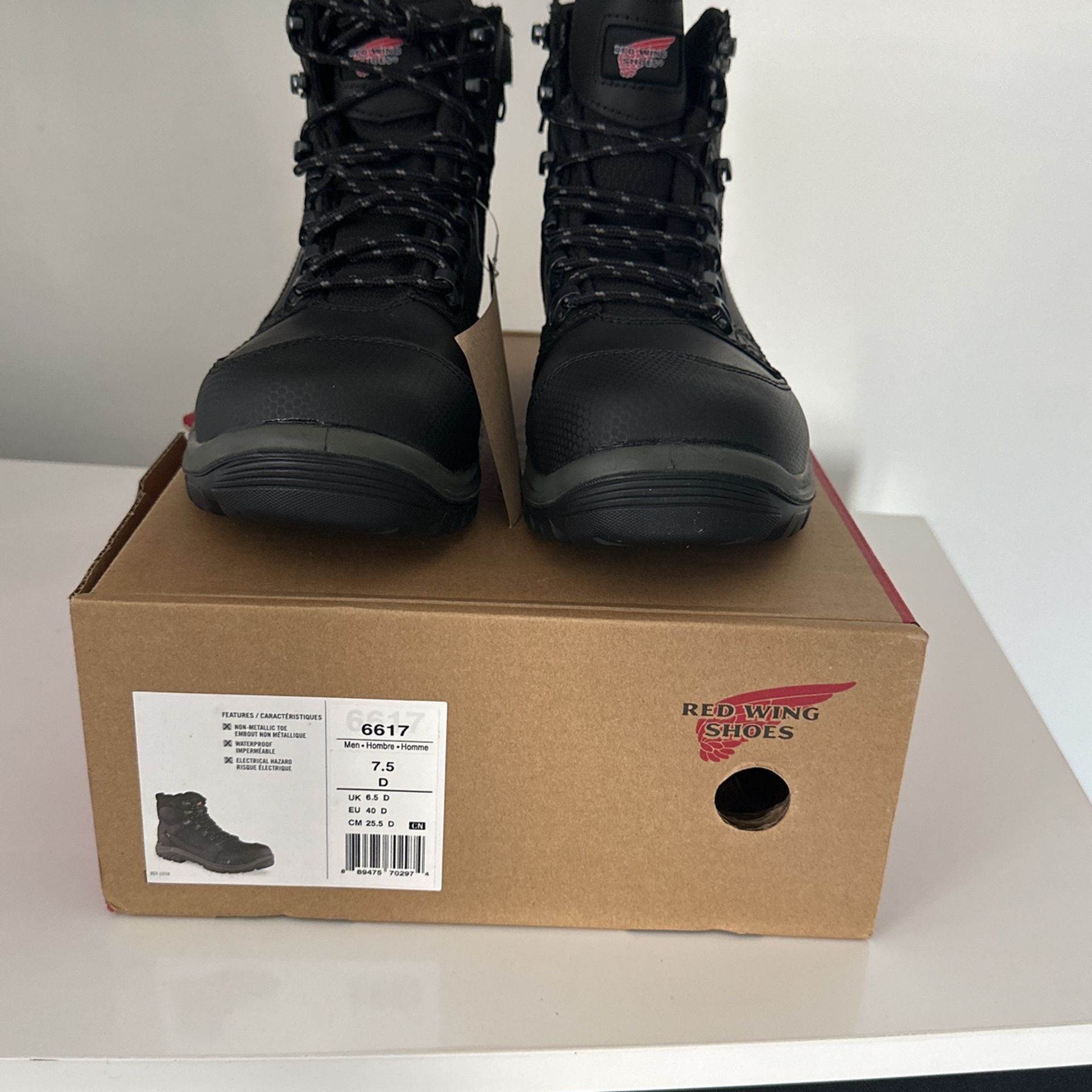Red Wing Shoes, Style 6617 Size 7-5 D, Safety Shoes, Waterproof, EH, Oil/slip Resistant