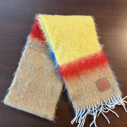LOEWE - Logo-Appliquéd Fringed Striped Mohair-Wool Scarf