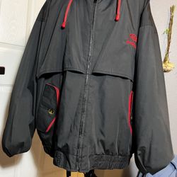Black and red vintage 90s windbreaker jacket