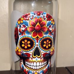 Dia De Los muertos Glass Cup Day Of The Dead Glass Cup