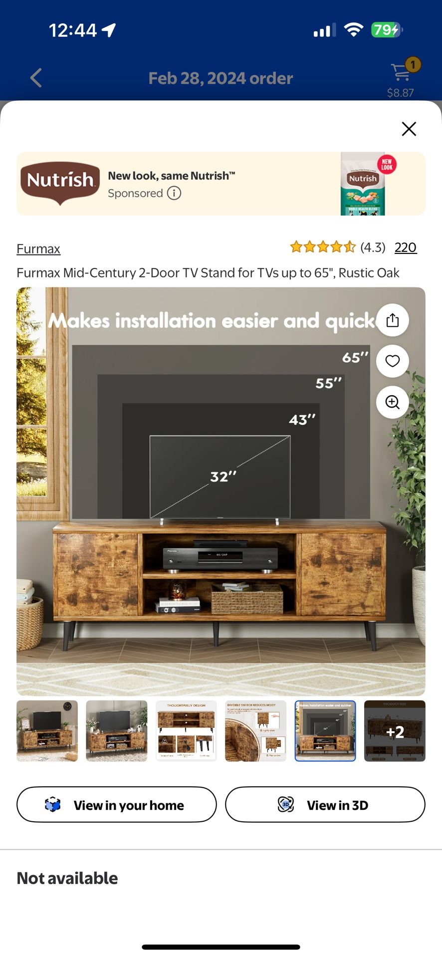 Furmax Mid Century 2 Door Tv Stand Rustic Oaks