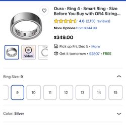 Oura Ring Silver Size 9