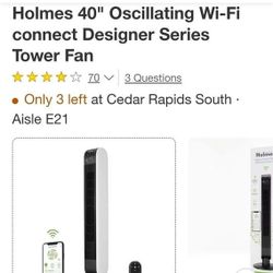 New Holmes 40 inch oscillating tower fan