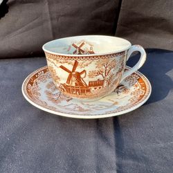 Stunning Antique transferware cup and saucer.