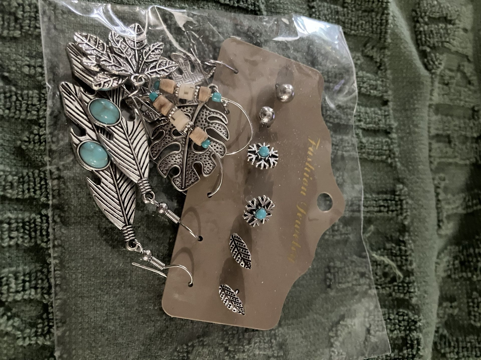 Turquoise Earring Sets, 6 Pairs Each