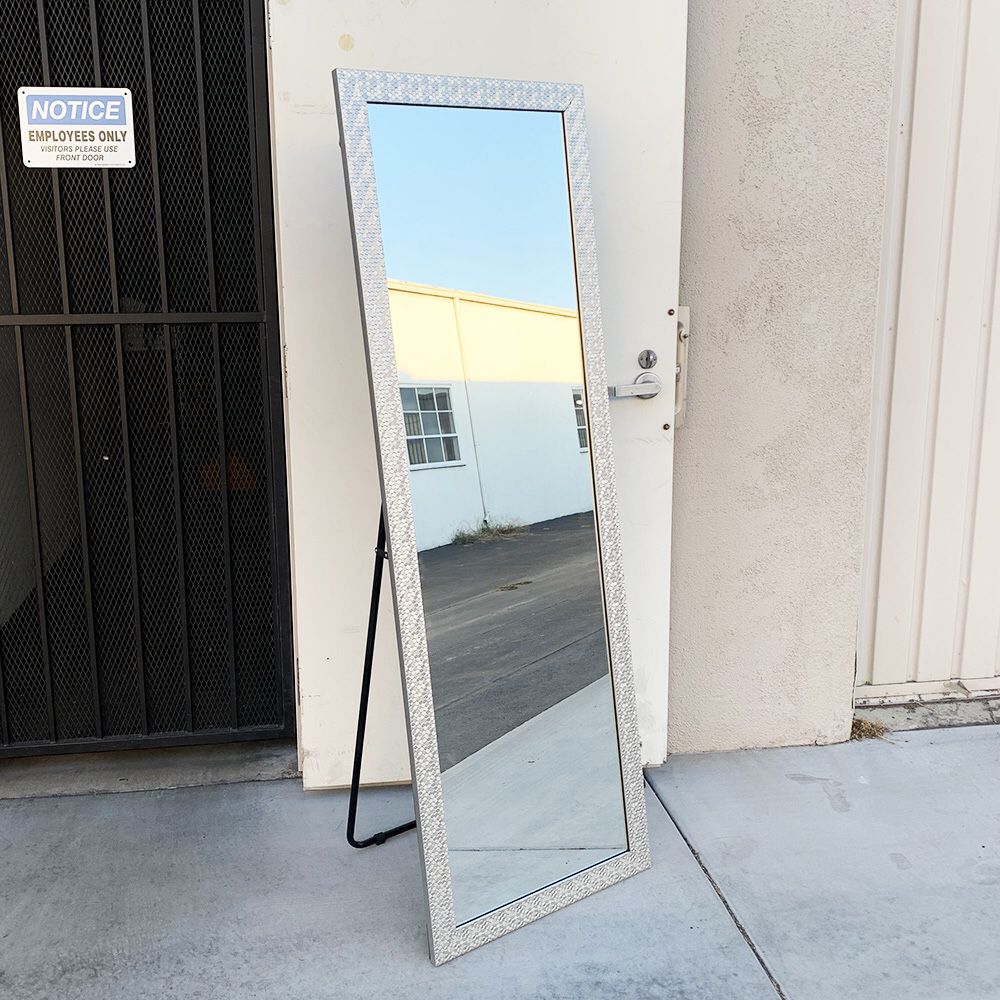 New $60 Large 22x64” Full Length Floor Mirror, Free Standing Stand Up Wall Mounted Hanging Mirror with Stand 