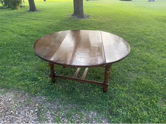 58” Lightweight Solid Pine Drop Leaf Table – Opens to Round