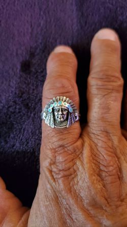Vintage 90'S Sterling silver Indian Chief Ring 