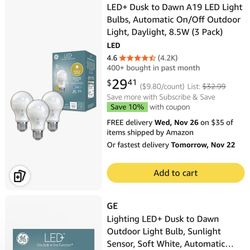 3 Pack GE LED+ Dusk to Dawn Light Bulb – Brand New & Sealed