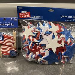 4th of July Party Decorations Bundle – Cupcake Picks & Star Stickers