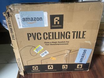 Fire-Rated - High-Grade PVC Ceiling Tiles 24"x24" - Easy Drop-in Installation - Case of 12 (48 sq. f