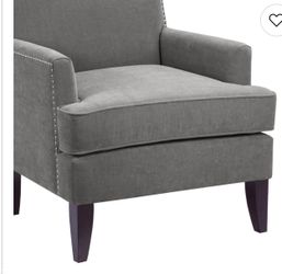 Gray Upholstered Accent Chair with Nailhead Trim